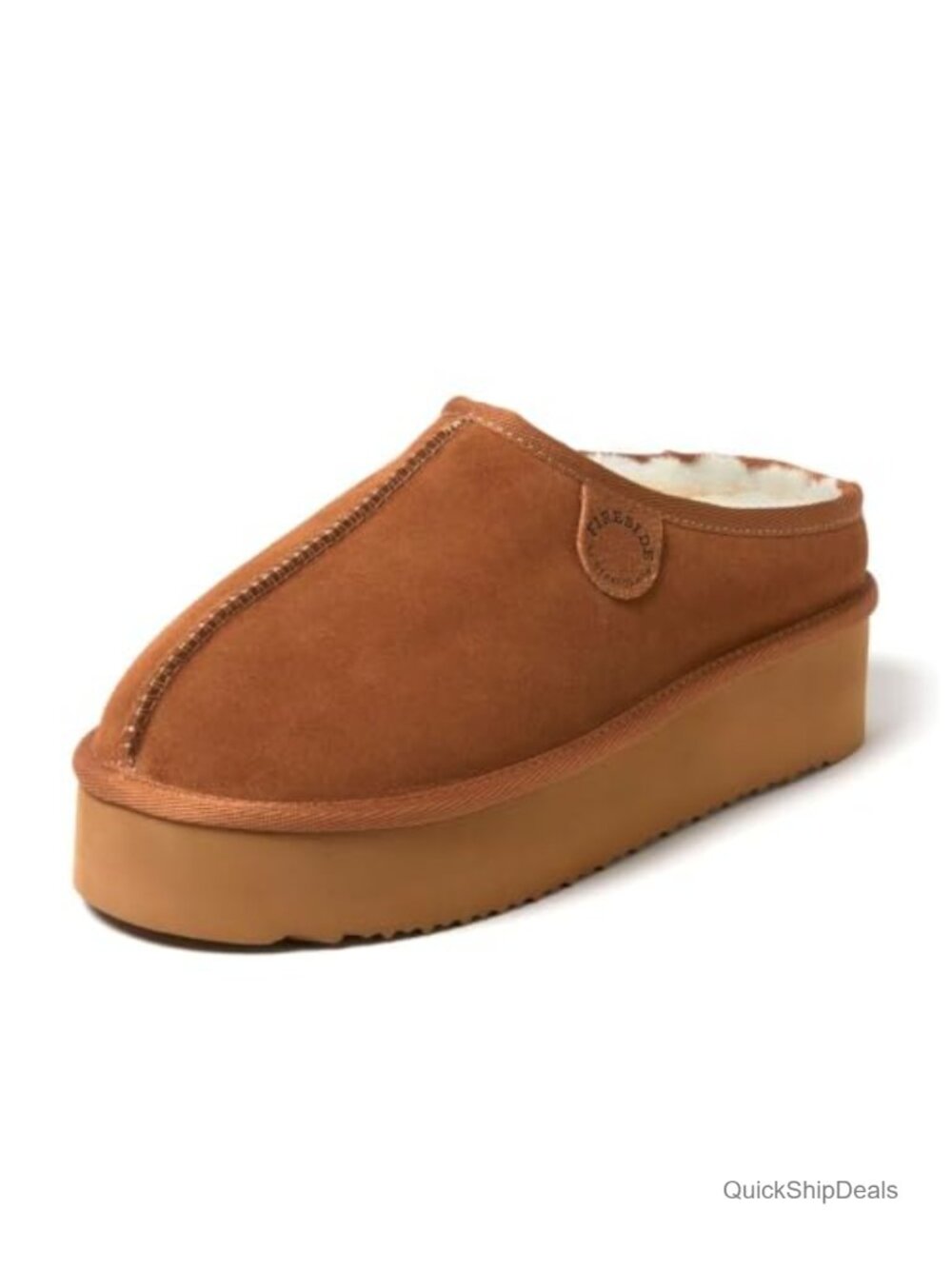 Shearling Platform Clog Slippers Memory Foam Suede Slip-In House Shoes